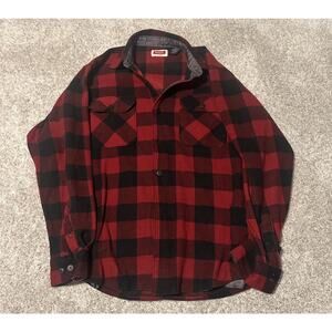 Wrangler Men’s M Red Black Buffalo Plaid Flannel Shirt Long Sleeve Outdoor